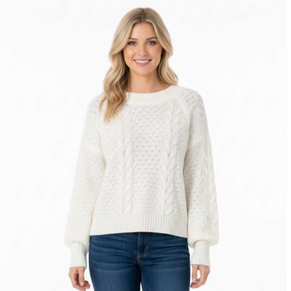 Moon and Madison ivory knit boho sweater size small